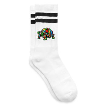 Harlequin Tortoise - Striped tennis socks - white/black - Right