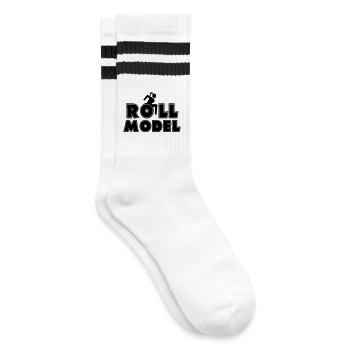 Female wheelchair user is a role model * - Striped tennis socks - white/black - Right