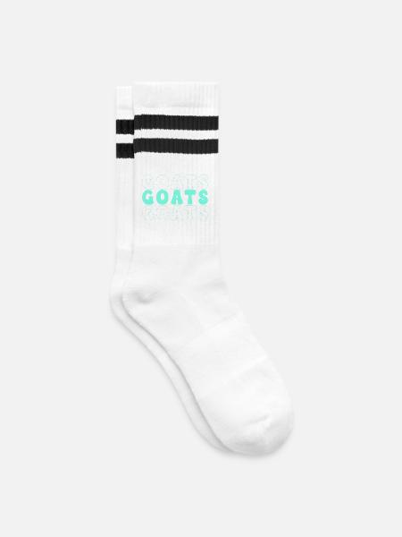 Ziegen - Gestreifte Tennissocken - Weiß/Schwarz