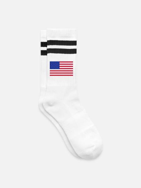 Flagge Amerika - Gestreifte Tennissocken - Weiß/Schwarz