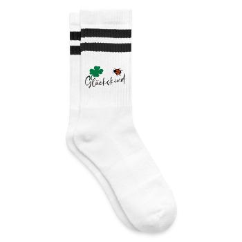 Glückskind Kleeblatt Glück - Gestreifte Tennissocken - Weiß/Schwarz - Rechts