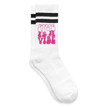 Five Is A Vibe Pink 5 Years Old Girls 5th Birthday - Striped tennis socks - white/black - Right