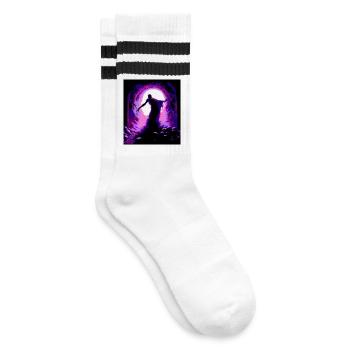 Beerdigungsnacht - Gestreifte Tennissocken - Weiß/Schwarz - Rechts