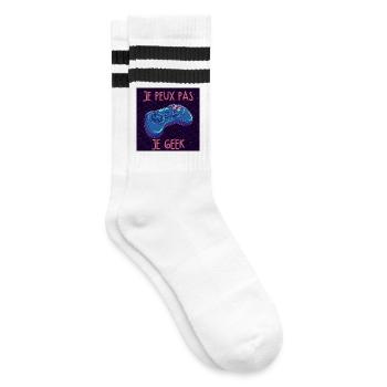 Je peux pas je geek — Manette neon - Chaussettes de tennis - blanc/noir - Droite