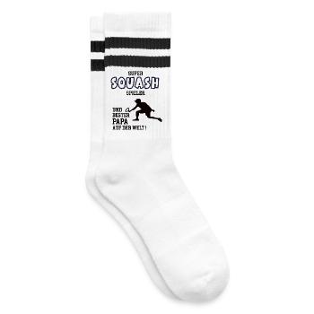 Joueur de squash Squasher Papa Père Homme - Chaussettes de tennis - blanc/noir - Droite