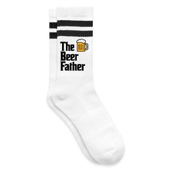 Das Stil des Beer Father Mafia-Stils - Gestreifte Tennissocken - Weiß/Schwarz - Rechts