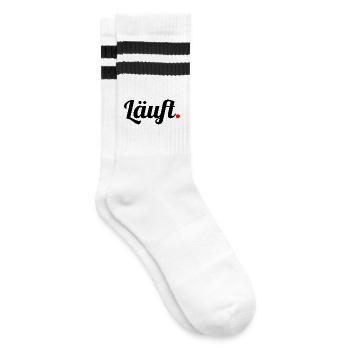 Läuft - Gestreifte Tennissocken - Weiß/Schwarz - Rechts
