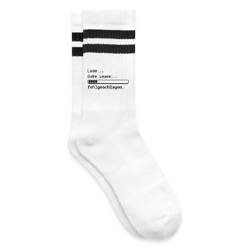 Lade Gute Laune - Gestreifte Tennissocken - Weiß/Schwarz - Rechts