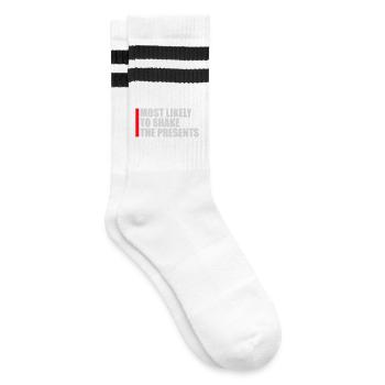 Most Likely to Shake the Presents Christmas Fun - Striped tennis socks - white/black - Right
