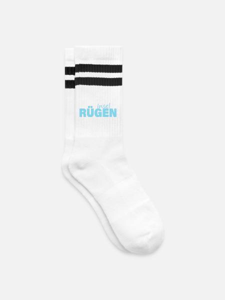 INSEL RÜGEN - Gestreifte Tennissocken - Weiß/Schwarz