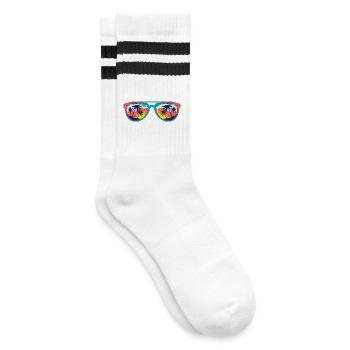 Sunset Palms Sonnenbrille - Gestreifte Tennissocken - Weiß/Schwarz - Rechts