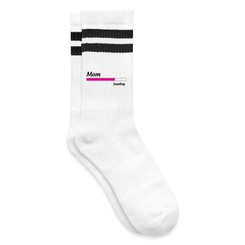 Mom loading... Please Wait - Mother-to-be - Striped tennis socks - white/black - Right