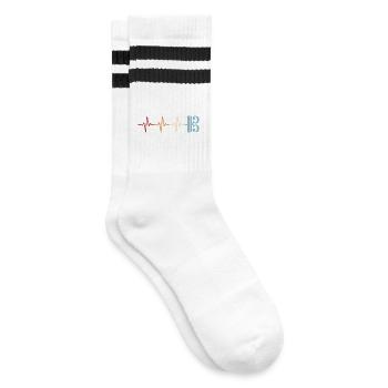 Alto clef, viola, viola, heartbeat - Striped tennis socks - white/black - Right