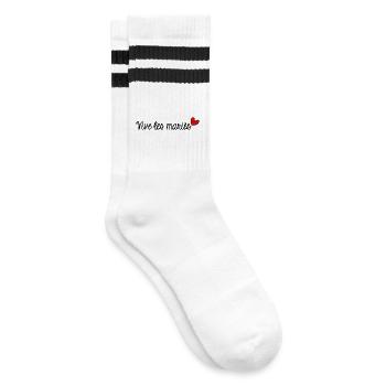 GERADE VERHEIRATET. Junggesellinnenabschied. VALENTINSTAG. PAAR - Gestreifte Tennissocken - Weiß/Schwarz - Rechts