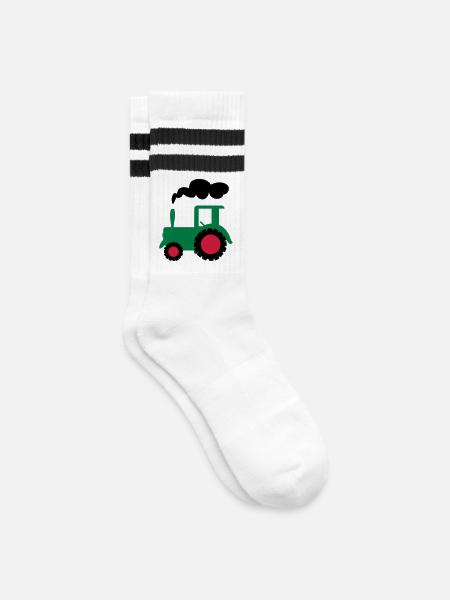 traktor trecker landwirtschaft - Gestreifte Tennissocken - Weiß/Schwarz