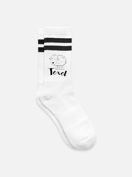 Texel Schaf - Gestreifte Tennissocken - Weiß/Schwarz
