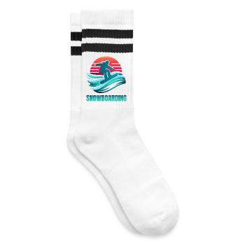 Vibrant Snowboarding Surf Scene - Striped tennis socks - white/black - Right