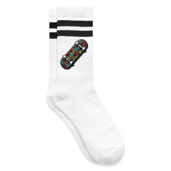 Skateboard - Gestreifte Tennissocken - Weiß/Schwarz - Rechts