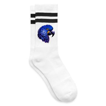 Papagei - Gestreifte Tennissocken - Weiß/Schwarz - Rechts