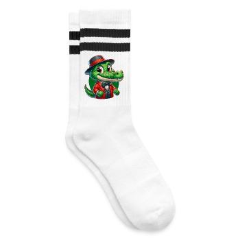 Krokodil Russian auf Russisch Russen Krokodile - Gestreifte Tennissocken - Weiß/Schwarz - Rechts
