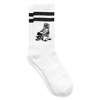 Roller Skates - Striped tennis socks - white/black - Right