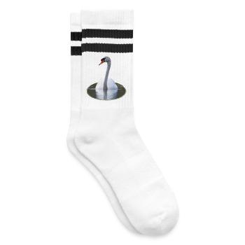 Cygne élégant sur une eau calme - Chaussettes de tennis - blanc/noir - Droite