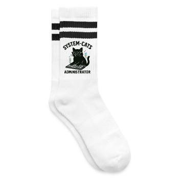 System Cats Administrator - Gestreifte Tennissocken - Weiß/Schwarz - Rechts