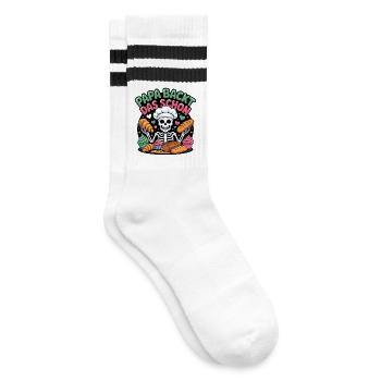 Papa Backt Das Schon Skelettkoch - Gestreifte Tennissocken - Weiß/Schwarz - Rechts