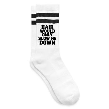 Haare würden mich nur verlangsamen - Gestreifte Tennissocken - Weiß/Schwarz - Rechts
