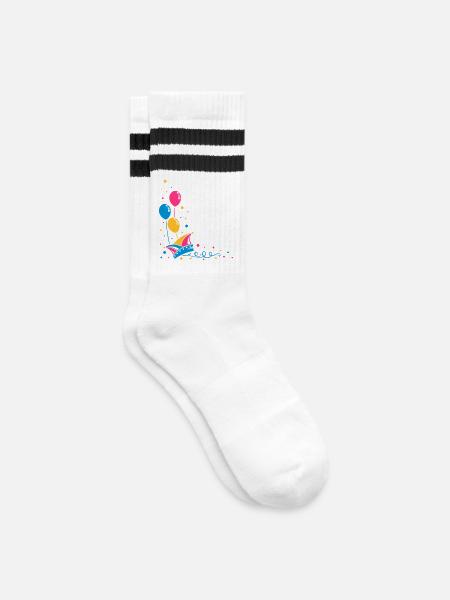Narrenkappe Karneval Fasching - Gestreifte Tennissocken - Weiß/Schwarz