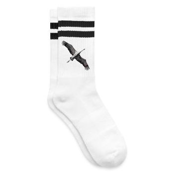 Kranich beim Flug in den Süden - Gestreifte Tennissocken - Weiß/Schwarz - Rechts