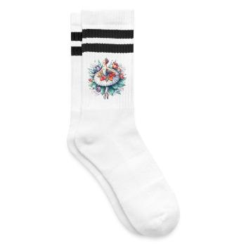 Balletttänzerin mit Tutu - Gestreifte Tennissocken - Weiß/Schwarz - Rechts