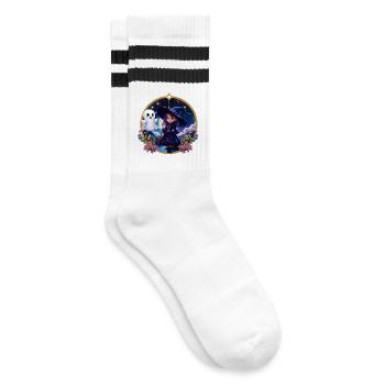Little witch with big, bright eyes. - Striped tennis socks - white/black - Right