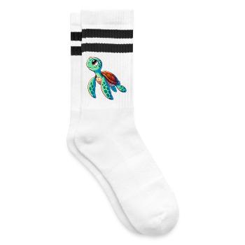 Turtle - Striped tennis socks - white/black - Right