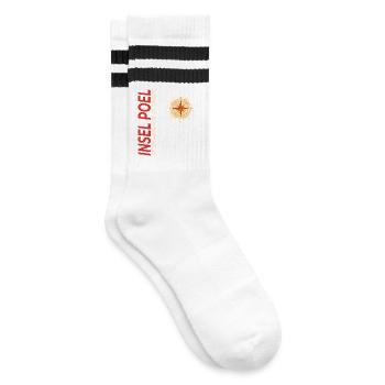 Insel Poel - Gestreifte Tennissocken - Weiß/Schwarz - Rechts