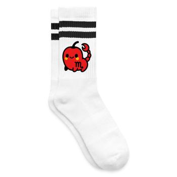 Süßer Chili Skorpion - Gestreifte Tennissocken - Weiß/Schwarz - Rechts