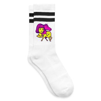 Fille Cheval Pop Art - Chaussettes de tennis - blanc/noir - Droite