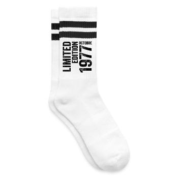 1977  - Gestreifte Tennissocken - Weiß/Schwarz - Rechts
