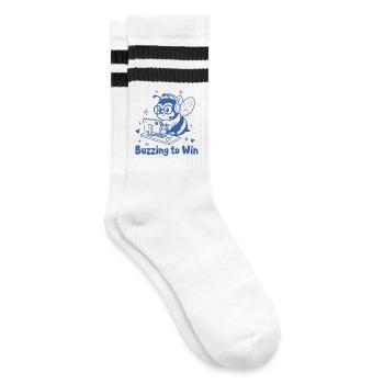Gaming Biene am PC Buzzing to Win - Gestreifte Tennissocken - Weiß/Schwarz - Rechts