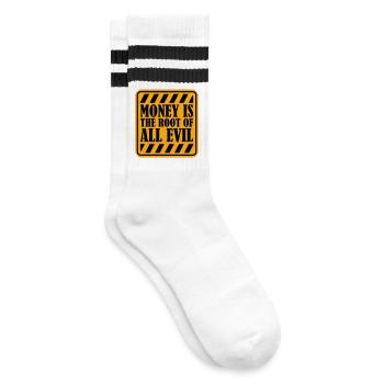Money Root Evil Kapitalismus Gier Finanzen Reiche - Gestreifte Tennissocken - Weiß/Schwarz - Rechts