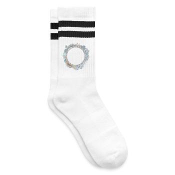 maritime pastel frame in coral reef look - Striped tennis socks - white/black - Right