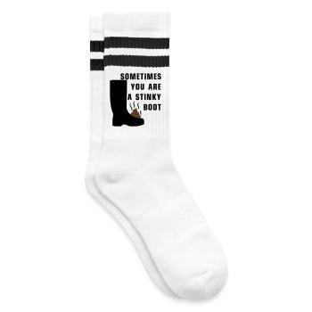 Sometimes you are a stinky boot - Striped tennis socks - white/black - Right