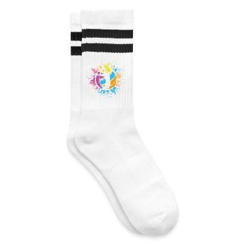 Volleyball Farbexplosion Spieler Beachvolleyball - Gestreifte Tennissocken - Weiß/Schwarz - Rechts