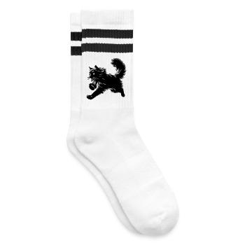 Norwegische Waldkatze - Gestreifte Tennissocken - Weiß/Schwarz - Rechts