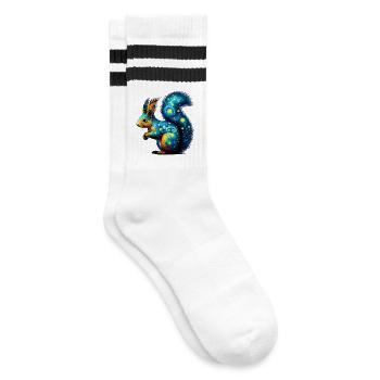 Eichhörnchen - Gestreifte Tennissocken - Weiß/Schwarz - Rechts