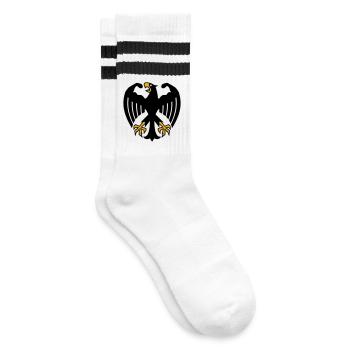 German Fitness Federal Eagle with Muscles - Striped tennis socks - white/black - Right
