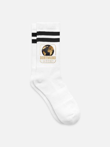 Dortmund - Gestreifte Tennissocken - Weiß/Schwarz
