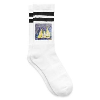 Sailboat - Striped tennis socks - white/black - Right