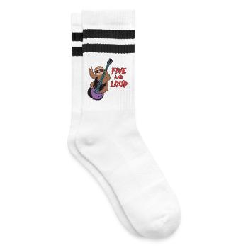 Five And Loud Faultier Rocker - Gestreifte Tennissocken - Weiß/Schwarz - Rechts