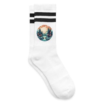 Moonlight Forest by the Lake - Striped tennis socks - white/black - Right